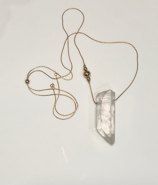 Lemurian Crystal Three Bead Necklace