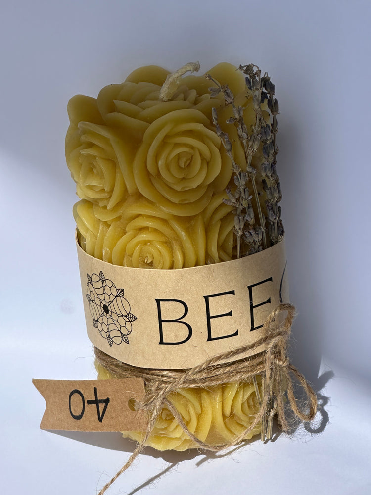 Rose Pilar, Handmade Bees Wax Candle