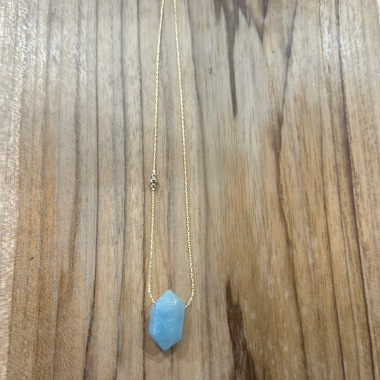 Aquamarine 3 Bead Crystal Necklace
