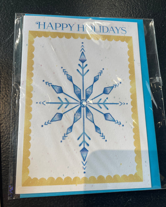 Happy Holidays Card - Blue Snowflake