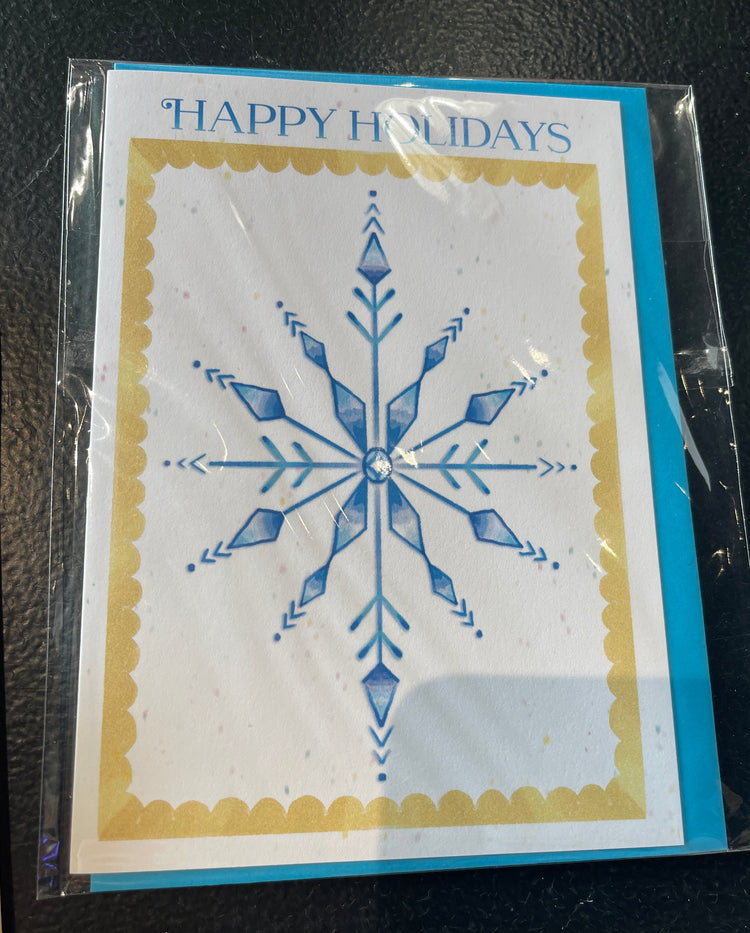 Happy Holidays Card - Blue Snowflake