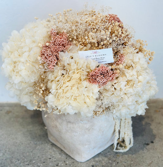 Extra Large Stone Dried Flower Arrangement (cream & pink)