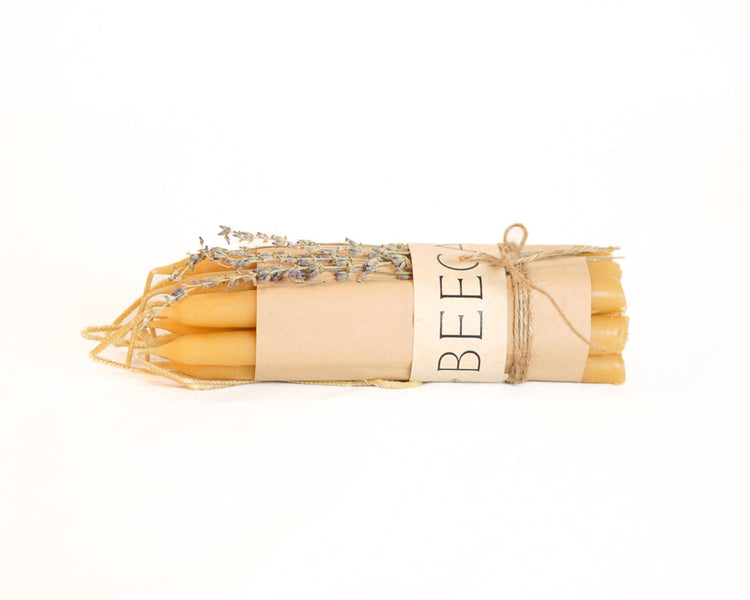 5-ct Classic 10” Taper Hand Dipped Bees Wax Candle