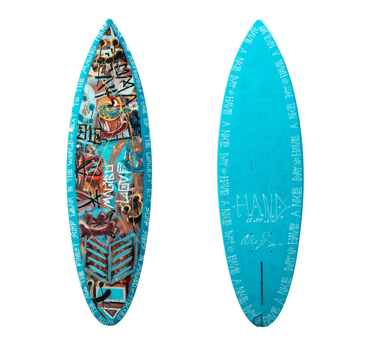 "Malibu Love" Teal Painted Surfboard