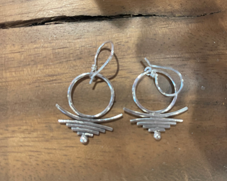 Sterling Silver Wishbone Hook Earrings  Long