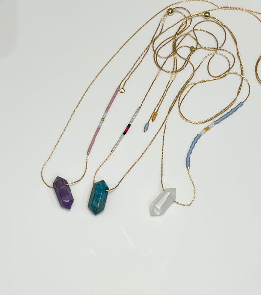 Seed Beads Thread and Crystal necklaces