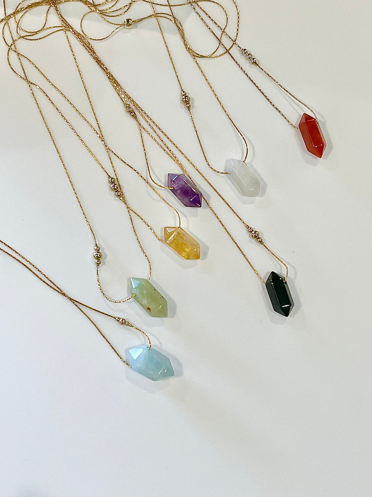 Crystal and Three Gold Bead Necklaces