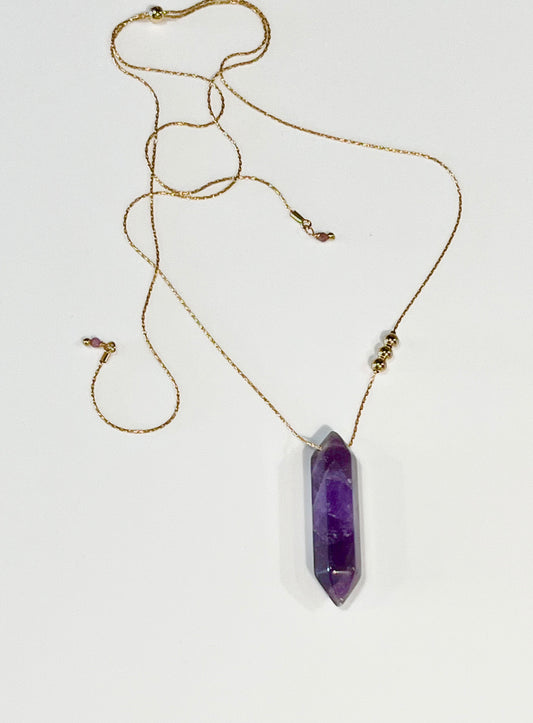 Large Purple Amethyst Crystal Necklace