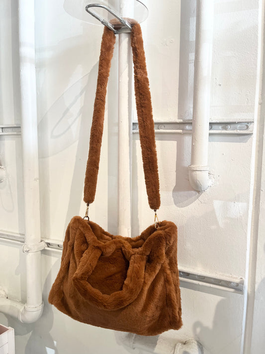 Rust Fur Crossbody Handbag