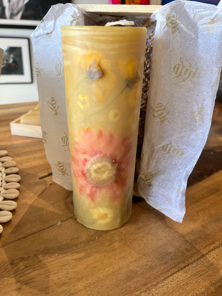 Tall Candle w/Flowers