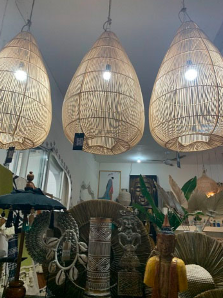 Teardrop Rattan Hanging Lamp