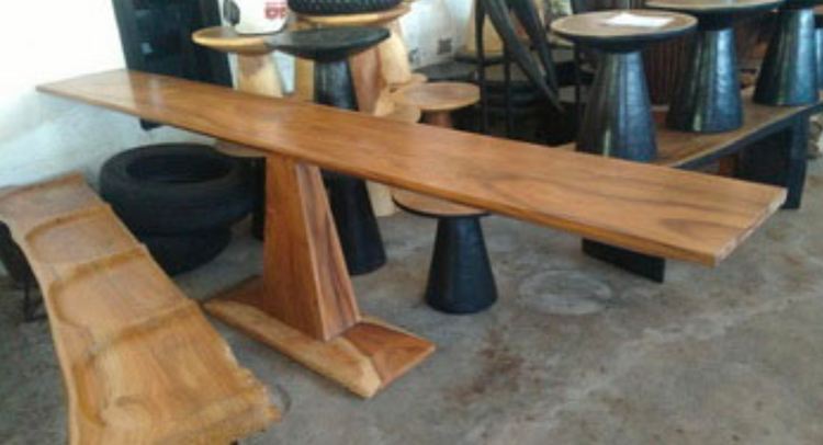 Table T, Black Suar Wood with Natural Top