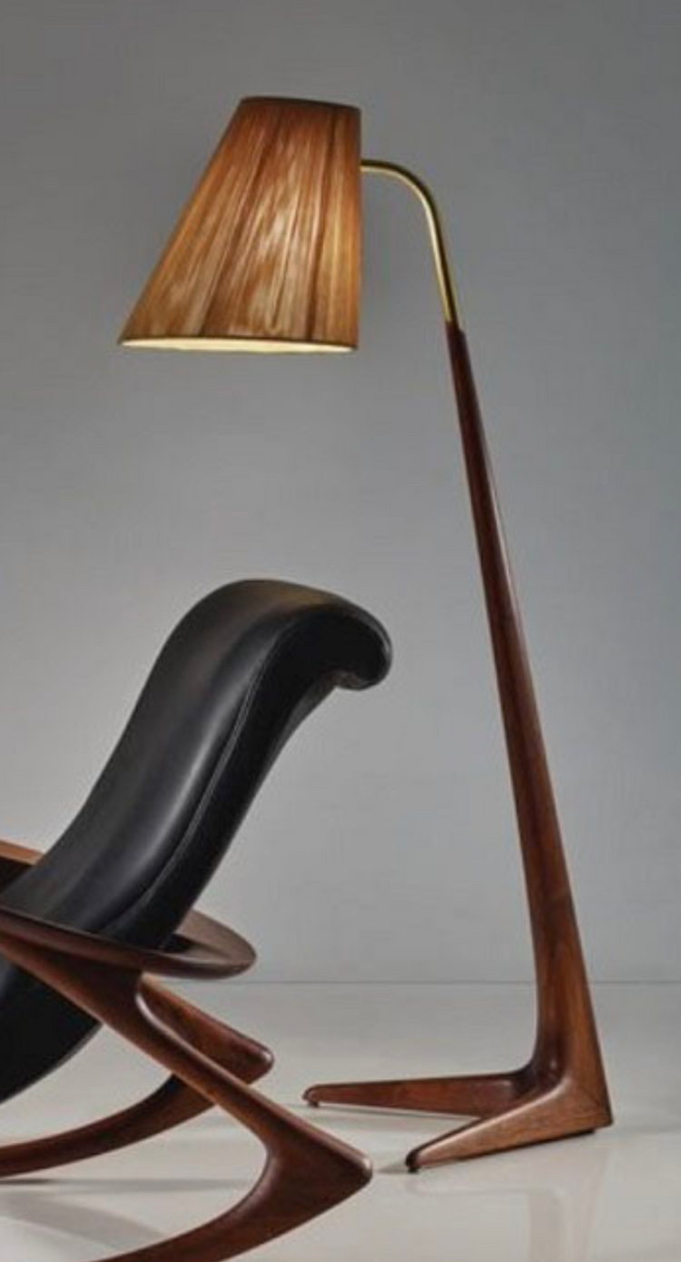 Teak Lamp with Linen Shade