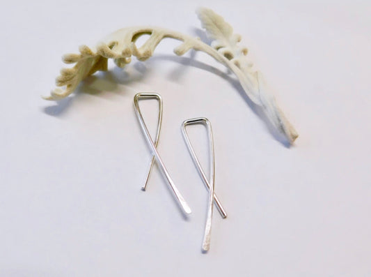 Sterling Silver Wishbone Hook Earrings Short