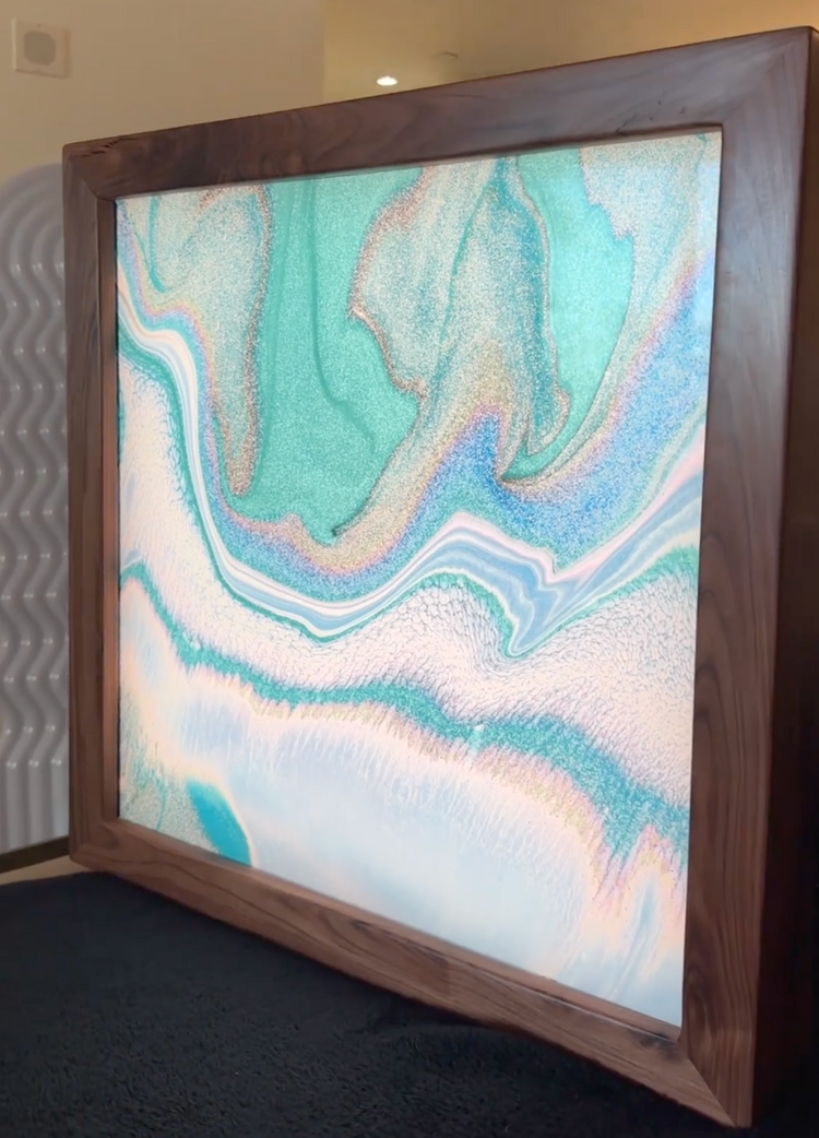 Acrylic Abstract Art on Rosewood Frame