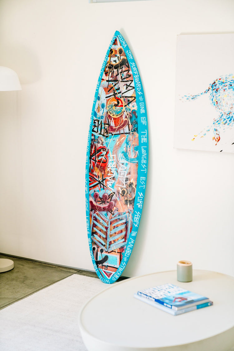 "Malibu Love" Teal Painted Surfboard